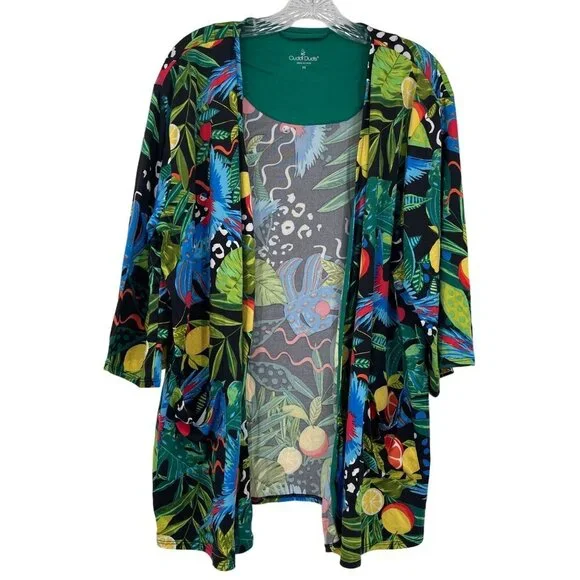 Cuddl Duds Cool & Airy Ultra Patch Pocket Wrap In Tropical Women's M Jungle - Picture 1 of 11